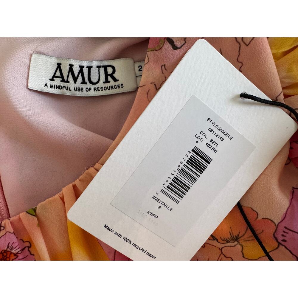 AMUR Women's Flowers in Cloud Short Sleeves Jewel Neck Cole Cutout Dress Size 2 - Picture 10 of 10